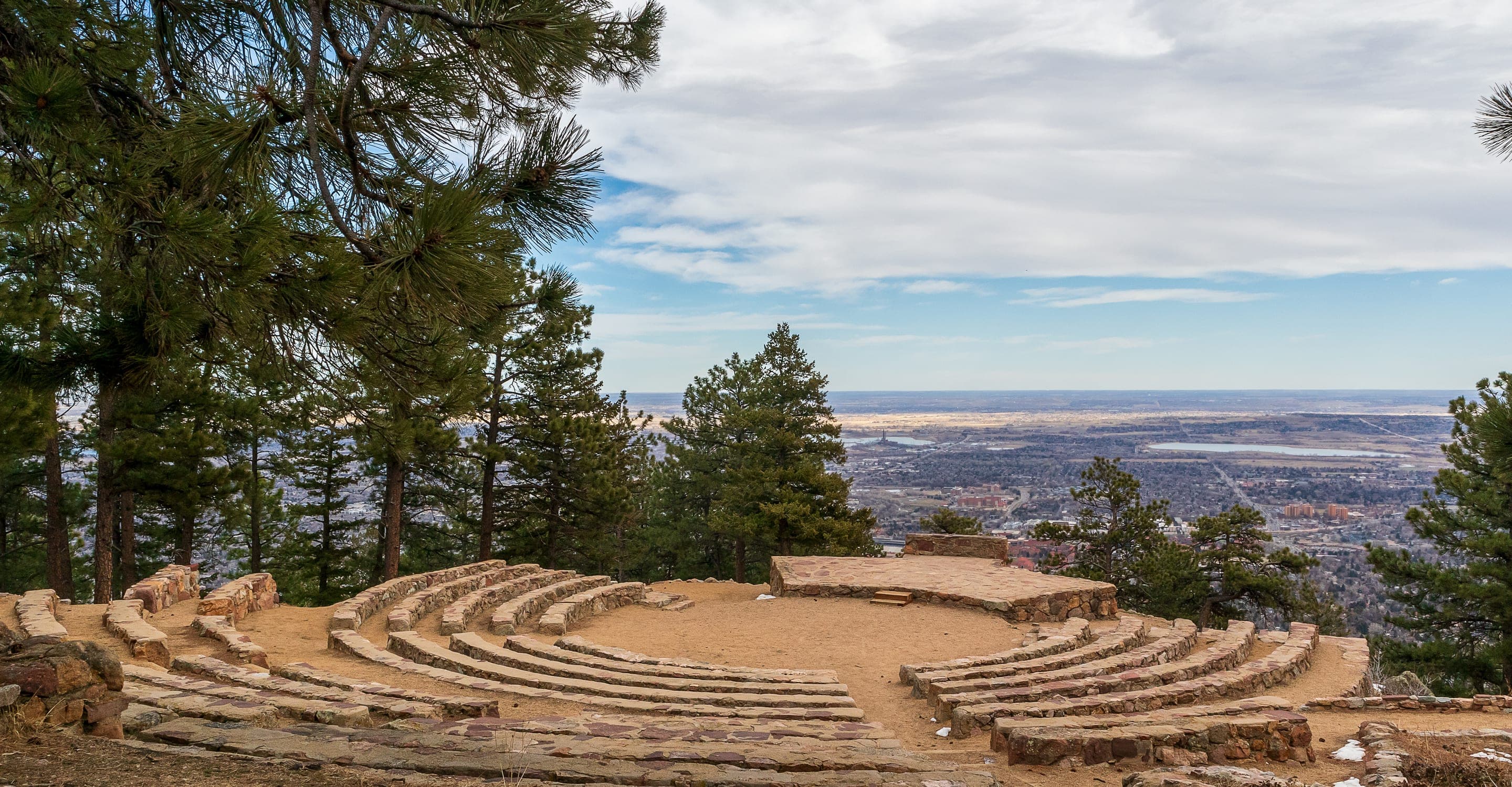 Flagstaff Mountain's ridge looking out over the Front Range foothills above Boulder.